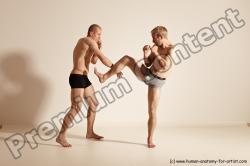 Underwear Martial art Man - Man White Moving poses Slim Short Blond Dynamic poses Academic